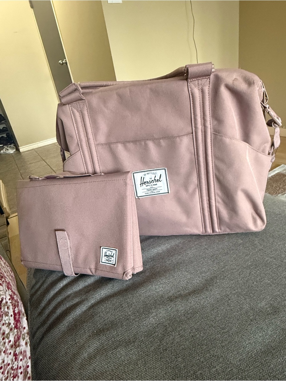 Herschel Supply Company Dusty Rose Travel Tote with Matching Pouch